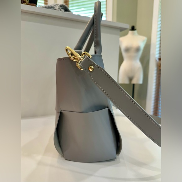 Stella Bianca Blue Gray Genuine leather woven bag | Satchel style | Crossbody - Picture 3 of 16